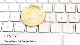  Presentation with money bitcoin crypto currency gold - Colorful PPT layouts enhanced with ios - crypto currency eos io computer backdrop and a  colored foreground