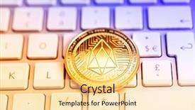  Presentation with crypto - PPT theme featuring ios - crypto currency eos io computer background and a blonde colored foreground