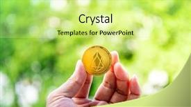  Presentation with money bitcoin crypto currency gold - PPT theme having ios - crypto currency eos io outdoor background and a  colored foreground