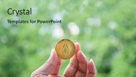  Presentation with money bitcoin crypto currency gold - Cool new presentation design with ios - crypto currency eos io outdoor backdrop and a mint green colored foreground