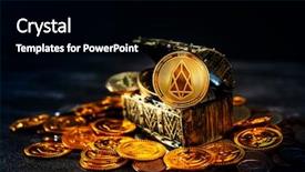  Presentation with treasure - Audience pleasing PPT theme consisting of ios - crypto currency eos io was backdrop and a black colored foreground