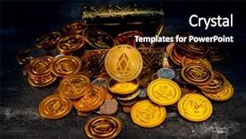  Presentation with treasure - Audience pleasing slide deck consisting of ios - eos io crypto currency was backdrop and a black colored foreground