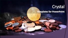  Presentation with cryptocurrency - Presentation design with ios - golden eos io and mound background and a black colored foreground