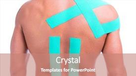  Presentation with large orchestra tape recorder - Theme consisting of ios - muscular man with adhesive tape background and a coral colored foreground