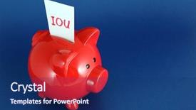  Presentation with piggy bank - Audience pleasing slides consisting of iou card in piggy bank backdrop and a ocean colored foreground
