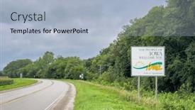  Presentation with roadside - Slide set consisting of iowa-welcome-roadside-sign background and a light blue colored foreground