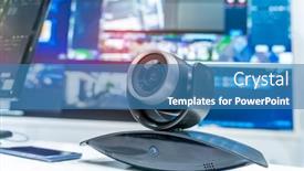  Presentation with camera security - Presentation theme having ip-camera-and-wireless-router background and a teal colored foreground