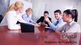  Presentation with business group meeting - Slide deck featuring parisian architecture with formal gardens background and a light gray colored foreground