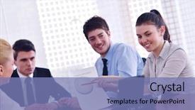  Presentation with video conference - Theme enhanced with business people group have video meeting conference at office background and a teal colored foreground