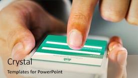  Presentation with online banking - Amazing slide set having ip security - businessman using smartphone against online backdrop and a soft green colored foreground