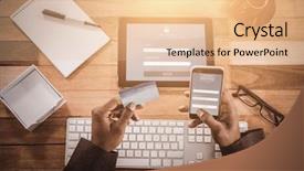  Presentation with online banking - Slide set having ip security - composite image of online banking background and a lemonade colored foreground