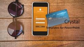  Presentation with credit card - Slide deck having ip security - digitally generated image of world background and a coral colored foreground