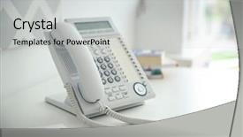  Presentation with telephone - Theme enhanced with voip telecommunication - office ip telephone on light background and a light gray colored foreground