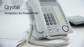  Presentation with telecommunication voip - Cool new slides with voip telecommunication - office ip telephone on light backdrop and a light gray colored foreground