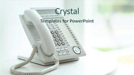  Presentation with telephone - PPT theme consisting of voip telecommunication - office ip telephone on light background and a sky blue colored foreground