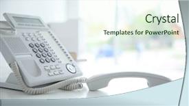  Presentation with rays of light - PPT theme with voip telecommunication - office ip telephone on light background and a cream colored foreground