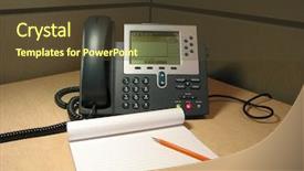  Presentation with office desk reception - Cool new slide set with voice customer - ip phone on the desk backdrop and a tawny brown colored foreground