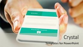  Presentation with online banking - Audience pleasing PPT theme consisting of ip security - man using smartphone against online backdrop and a  colored foreground