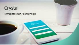  Presentation with online banking - Presentation design having ip security - online banking against smartphone background and a  colored foreground