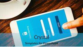  Presentation with online banking - Cool new PPT theme with ip security - online banking against smartphone backdrop and a  colored foreground