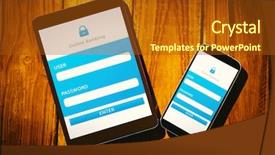  Presentation with online banking - Slide deck having ip security - online banking against tablet background and a  colored foreground