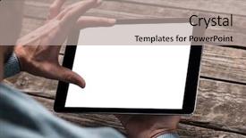  Presentation with clipping - Amazing slide deck having ipad - tablet computer in male hands backdrop and a light gray colored foreground