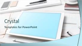  Presentation with ipad - Beautiful presentation theme featuring ipad - tablet device mockup with stylus backdrop and a cool aqua colored foreground