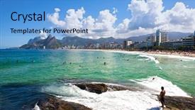  Presentation with ipanema beach - Slides consisting of ipanema leblon beach in rio background and a light blue colored foreground