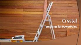  Presentation with carpenter - PPT theme enhanced with ipe wood fence installation background and a red colored foreground