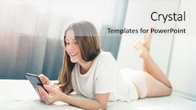  Presentation with teen - Audience pleasing presentation theme consisting of iphone - adorable teen having fun backdrop and a light gray colored foreground