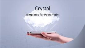  Presentation with phone - Audience pleasing theme consisting of iphone - male hand holding a mobile backdrop and a light blue colored foreground