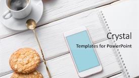  Presentation with cafe - Colorful presentation theme enhanced with iphone - mock up of white smart backdrop and a white colored foreground