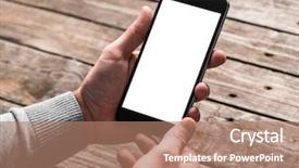  Presentation with smart - Theme featuring iphone - smart phone in male hands background and a coral colored foreground