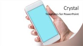  Presentation with smart - Presentation theme featuring iphone - smart phone in woman's hand background and a white colored foreground