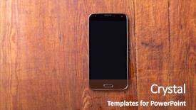  Presentation with retail smart phone - Beautiful slide set featuring iphone - smart phone on wooden table backdrop and a tawny brown colored foreground