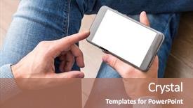  Presentation with smartphone - Amazing slide deck having iphone - smartphone in man's hands view backdrop and a coral colored foreground