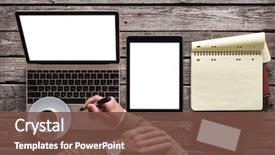  Presentation with paths - Presentation theme enhanced with iphone - top view of writer's workplace background and a tawny brown colored foreground