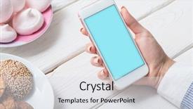  Presentation with desktop - Beautiful presentation theme featuring iphone - white smart phone in woman's backdrop and a white colored foreground