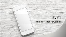  Presentation with smart - PPT theme having iphone - white smart phone on white background and a light gray colored foreground