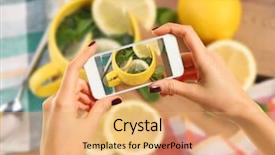  Presentation with tea - Audience pleasing PPT theme consisting of iphone - woman taking photo of tea backdrop and a coral colored foreground