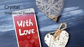  Presentation with hearts - PPT layouts having iphone text message - white smart phone with hearts background and a  colored foreground