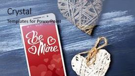  Presentation with hearts - PPT layouts having iphone text message - white smart phone with hearts background and a seafoam green colored foreground