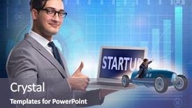  Presentation with driving - Cool new slide deck with start-up concept with businessman backdrop and a gray colored foreground