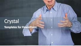  Presentation with mathematics - Slides featuring senior male teacher teaching mathematics writing on the blackboard background and a teal colored foreground