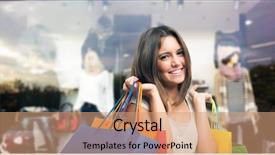  Presentation with young business woman smile show - Slides with ir - portrait of a smiling woman background and a coral colored foreground