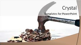  Presentation with piggy bank broken piggybank - Presentation enhanced with ira - hammer breaks a piggy bank background and a white colored foreground