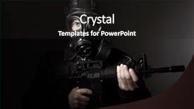  Presentation with gas - Presentation design featuring ira - portrait of criminal with m4 background and a dark gray colored foreground