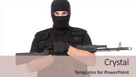  Presentation with firearm - Theme featuring ira - portrait of violent killer holding background and a mint green colored foreground