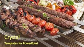  Presentation with grilled - Beautiful slide set featuring iran - grilled kebab with koobideh backdrop and a tawny brown colored foreground