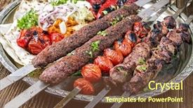 Presentation with kebab - Cool new PPT theme with iran - grilled koobideh with kebab backdrop and a tawny brown colored foreground